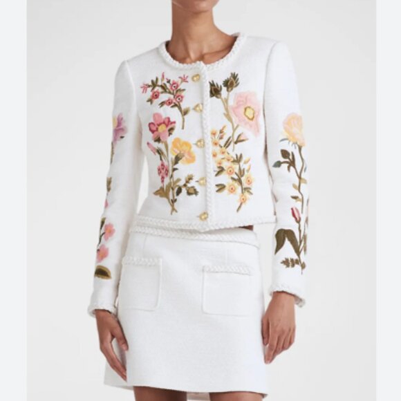 new DEREK LAM 10 CROSBY Penelope Floral Embroidered Crew Neck Jacket 257 2T1M0 - Picture 4 of 7
